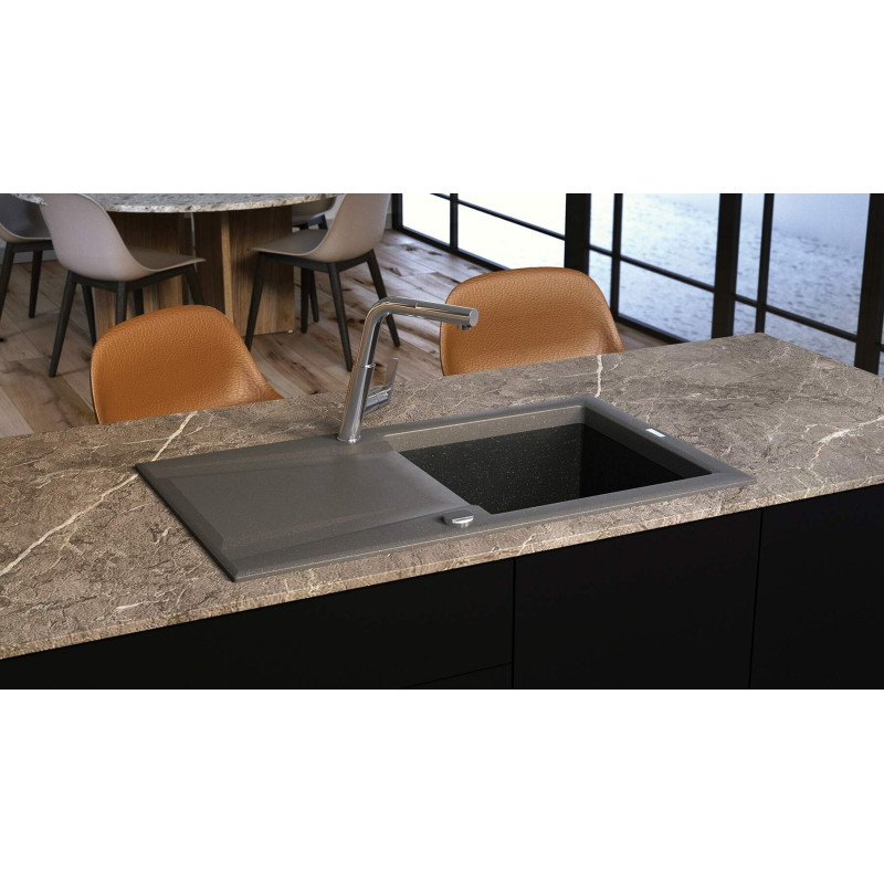 Deante Змішувач для кухні Silia, довж.виливу - 233мм, витяжний, 1 важіль, хром (BQS_073M)