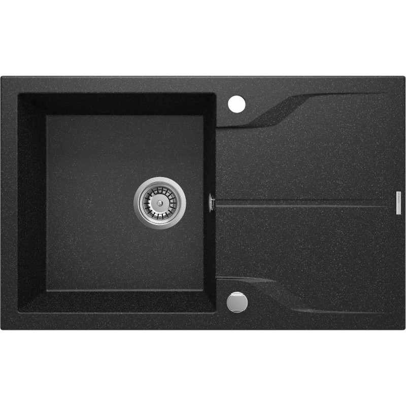 Deante Мийка кухонна Andante, граніт, прямокутник, з крилом, 780х490х194мм, чаша - 1, накладна, графіт (ZQN_2113)
