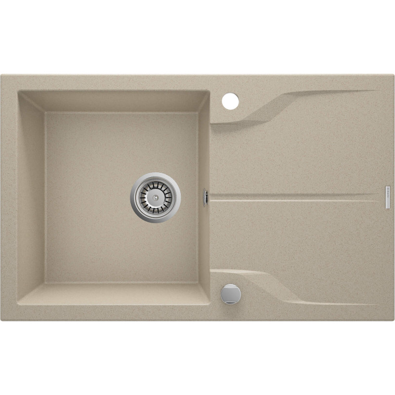 Deante Мийка кухонна Andante, граніт, прямокутник, з крилом, 780х490х194мм, чаша - 1, накладна, пісок (ZQN_7113)