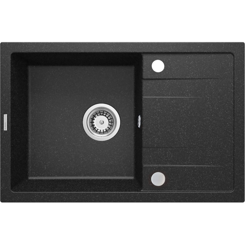 Deante Мийка кухонна Corio, граніт, прямокутник, з крилом, 670х440х175мм, чаша - 1, накладна, графіт (ZRC_2113)