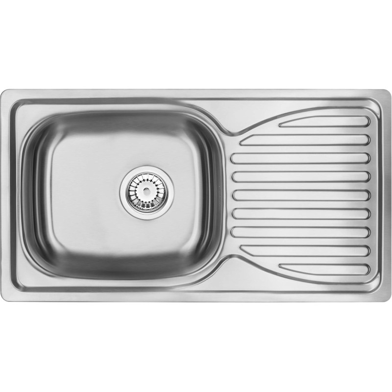Deante Мийка кухонна Doppio, нерж.сталь, прямокут., з крилом, 780х430х160мм, чаша - 1, накладна, нерж (ZEN_0113)