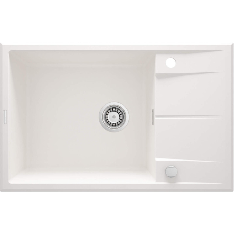 Deante Мийка кухонна Eridan, граніт, прямокут., з крилом, 780х500х210мм, чаша - 1, накладна, алебастр (ZQE_A11B)