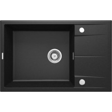 Deante Мийка кухонна Eridan, граніт, прямокутник, з крилом, 780х500х210мм, чаша - 1, накладна, металічний графіт (ZQE_G11B)