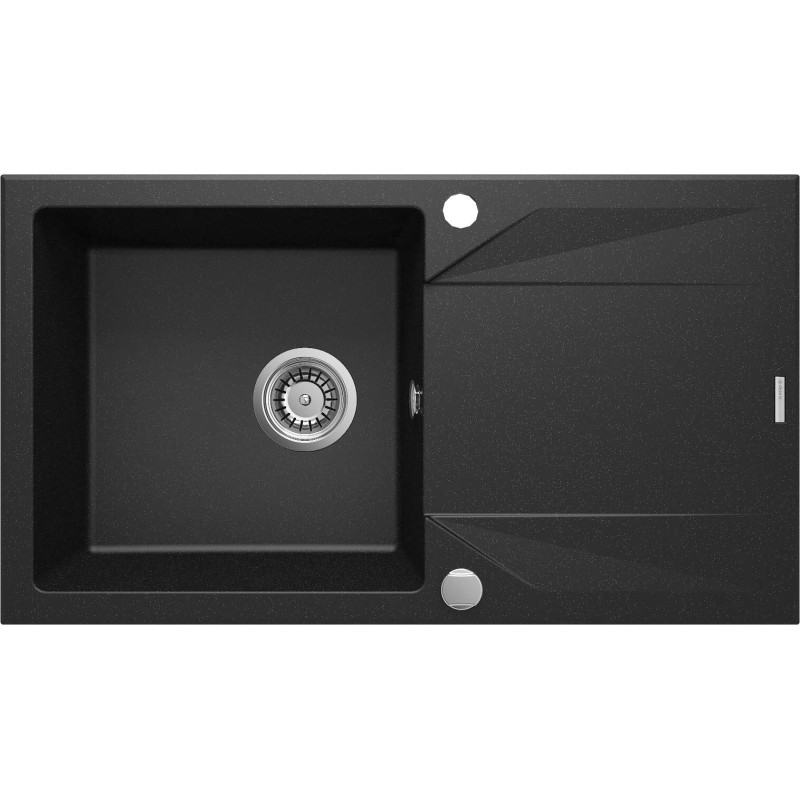 Deante Мийка кухонна Evora, граніт, прямокутник, з крилом, 780х440х193мм, чаша - 1, накладна, металічний графіт (ZQJ_G113)