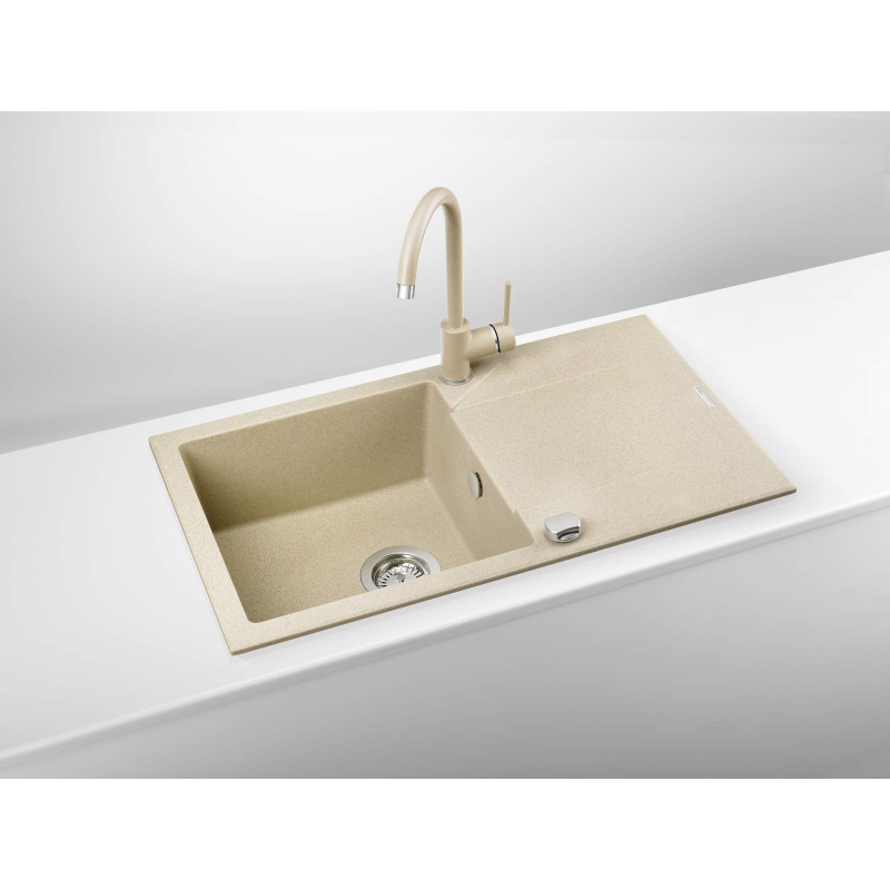 Deante Мийка кухонна Evora, граніт, прямокутник, з крилом, 780х440х193мм, чаша - 1, накладна, пісок (ZQJ_7113)