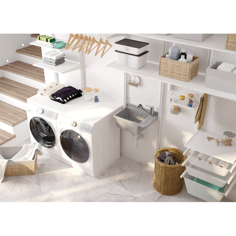 Deante Мойка кухонная Garden, полистирол, прямоуг., без крыла, 505х350х252мм, чаша - 1, к стене, серый (ZYT_311A)