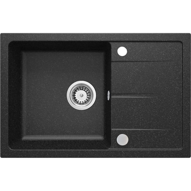 Deante Мийка кухонна Leda, граніт, прямокутник, з крилом, 670х440х164мм, чаша - 1, накладна, графіт (ZRD_2113)