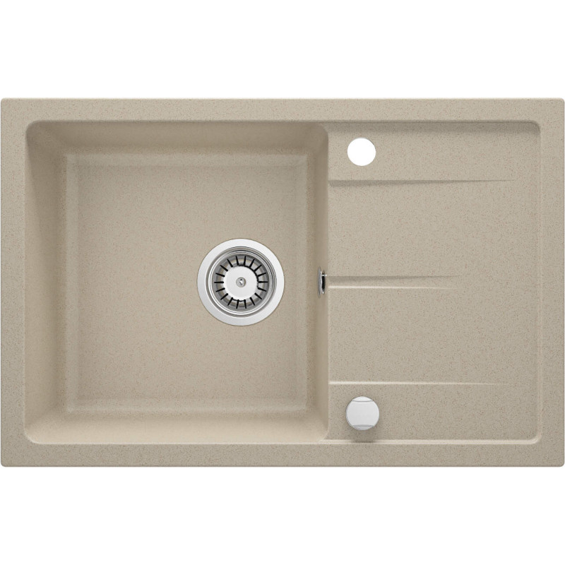 Deante Мийка кухонна Leda, граніт, прямокутник, з крилом, 670х440х164мм, чаша - 1, накладна, пісок (ZRD_7113)