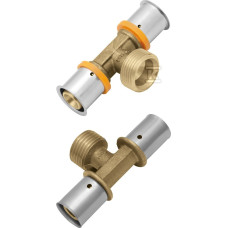 KAN-therm Тройник латунный press с пресс-кольцом с наружной резьбой 20xG1/2"x20 (1009259027)