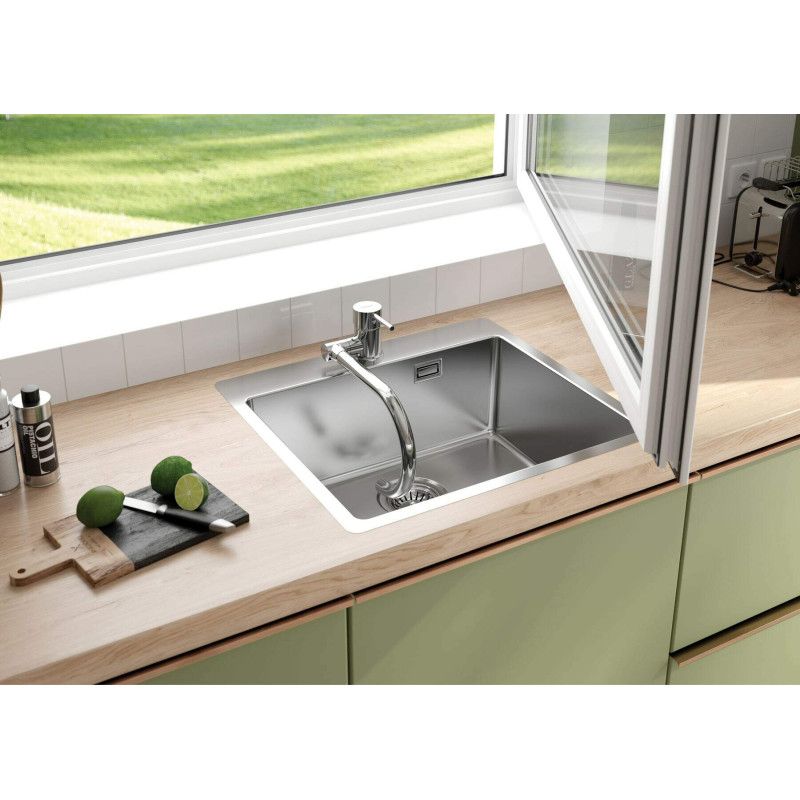 Deante Мийка кухонна Olfato, нерж.сталь, квадрат, без крила, 550х505х200мм, чаша - 1, універсальна, нерж (ZPO_010B)