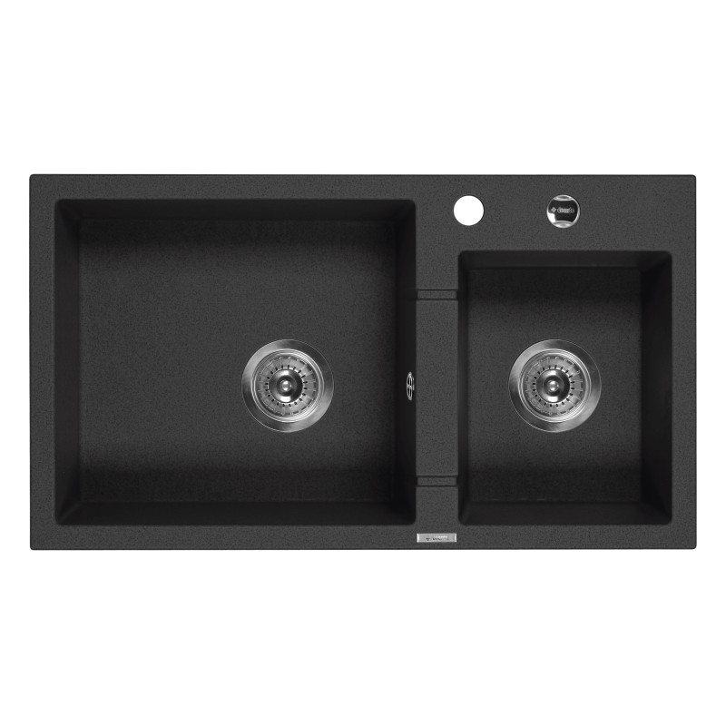 Deante Мийка кухонна Piva, граніт, прямокут., без крила, 780x440x194мм, чаша - 2, врізна, графіт (ZQI_2203)