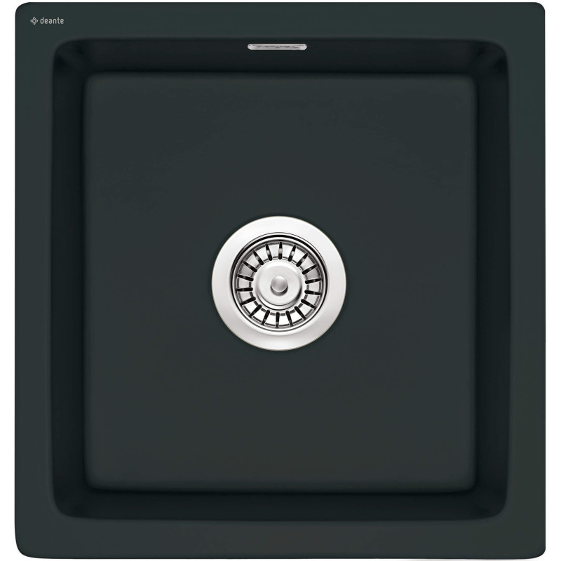 Deante Мийка кухонна Sabor, кераміка, квадрат, без крила, 450х478х217мм, чаша - 1, врізна+накладна, чорний (ZCB_N103)