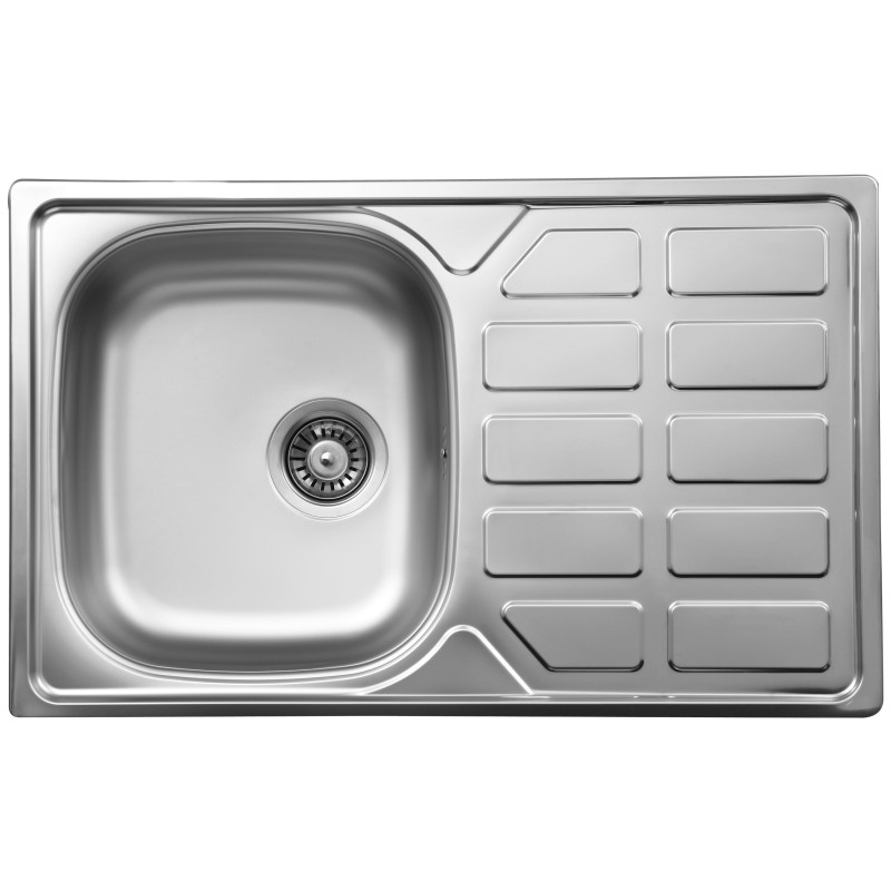 Deante Мийка кухонна Soul, нерж.сталь, прямокут., з крилом, 780х490х160мм, чаша - 1, накладна, нерж (ZEO_0113)