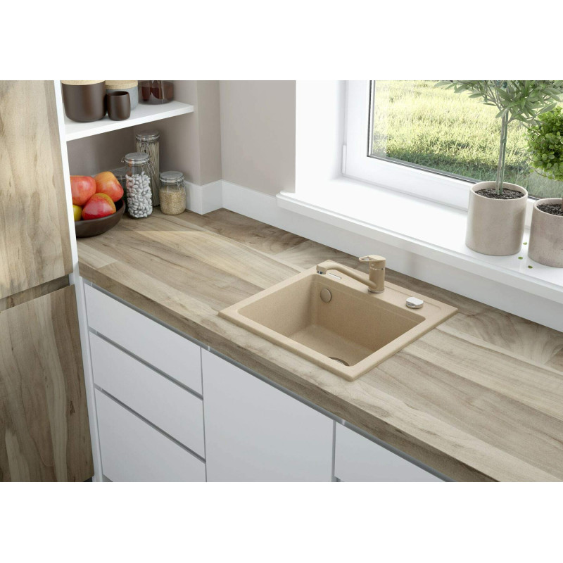 Deante Мийка кухонна Zorba, граніт, квадрат, без крила, 440х440х184мм, чаша - 1, накладна, пісок (ZQZ_7103)