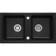 Deante Мийка кухонна Zorba, граніт, прямокут., без крила, 780х435х180мм, чаша - 2, накладна, чорний матовий (ZQZ_N203)