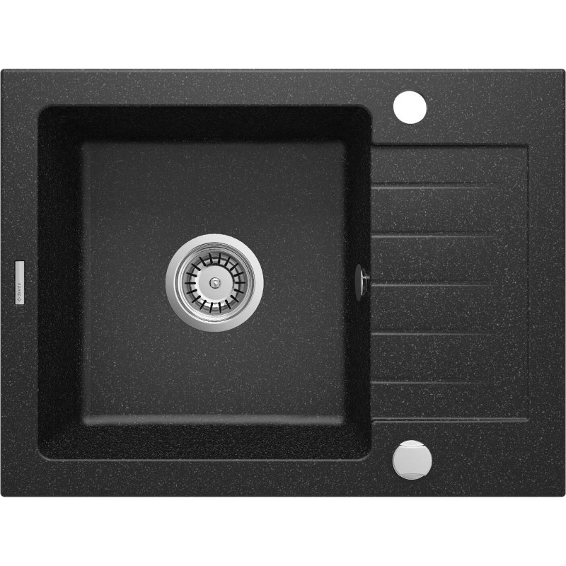 Deante Мийка кухонна Zorba, граніт, прямокутник, з крилом, 580х440х164мм, чаша - 1, накладна, графіт (ZQZ_211A)