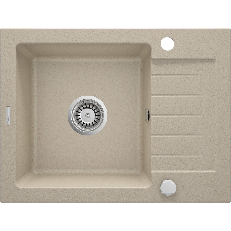 Deante Мийка кухонна Zorba, граніт, прямокутник, з крилом, 580х440х164мм, чаша - 1, накладна, пісок (ZQZ_711A)