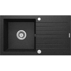 Deante Мийка кухонна Zorba, граніт, прямокутник, з крилом, 760х440х160мм, чаша - 1, накладна, графіт (ZQZ_2113)