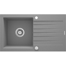 Deante Мийка кухонна Zorba, граніт, прямокутник, з крилом, 760х440х160мм, чаша - 1, накладна, металічний сірий (ZQZ_S113)