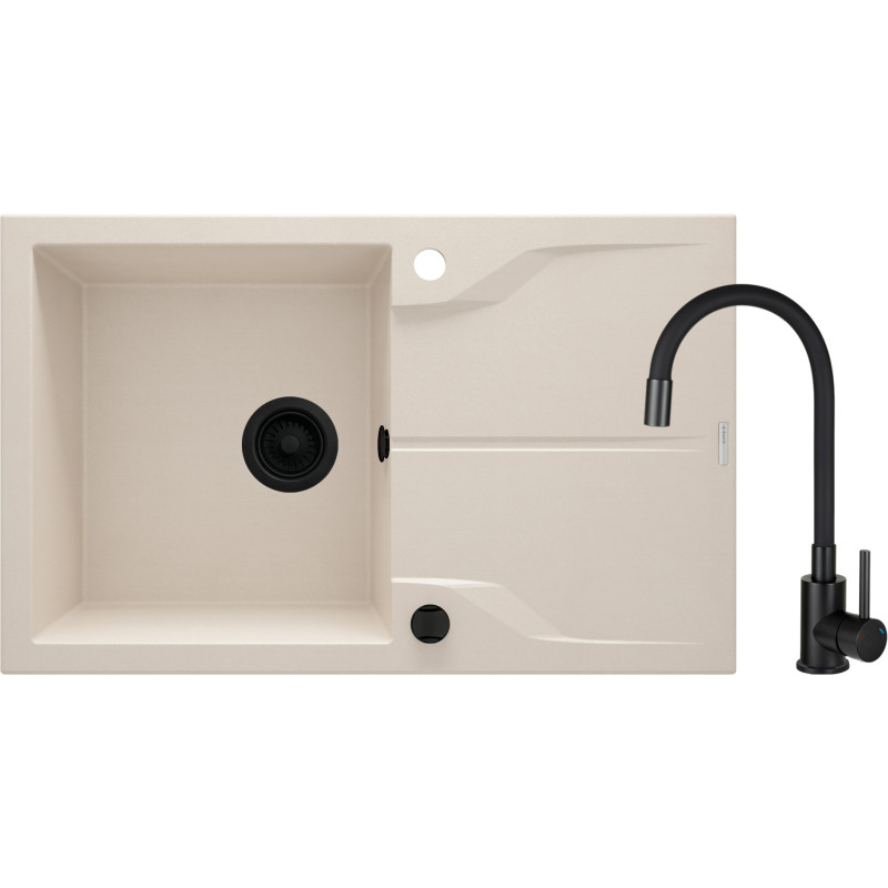 Deante Набір для кухні Andante, гранітна мийка ZQN_5113 + зміш. BOC_X72M, бежевий (ZQNN5113)