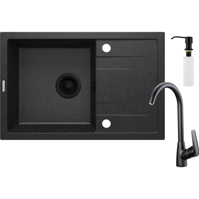 Deante Набір для кухні Corio, гранітна мийка ZQN_N113 + зміш. BMO_062M + дозатор ZZZ_000D, графіт (ZRCC2113)