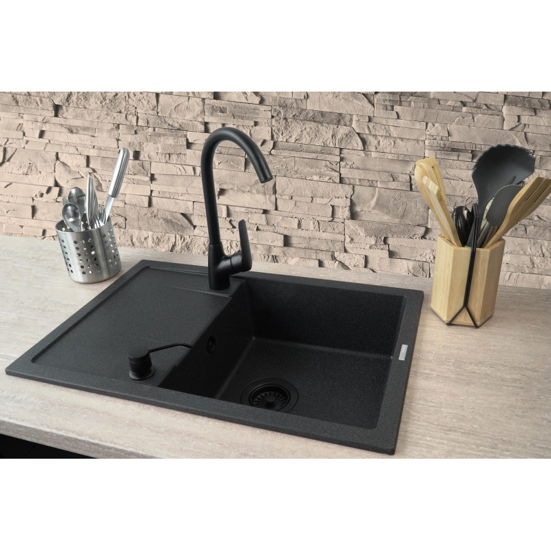 Deante Набір для кухні Corio, гранітна мийка ZQN_N113 + зміш. BMO_062M + дозатор ZZZ_000D, графіт (ZRCC2113)
