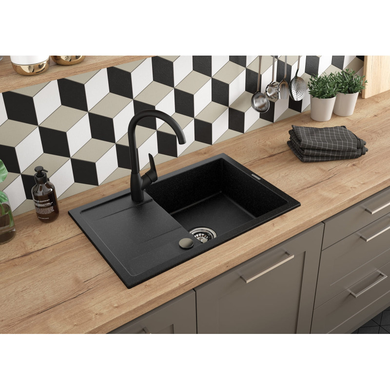 Deante Набір для кухні Corio, гранітна мийка ZQN_N113 + зміш. BMO_062M + дозатор ZZZ_000D, графіт (ZRCC2113)