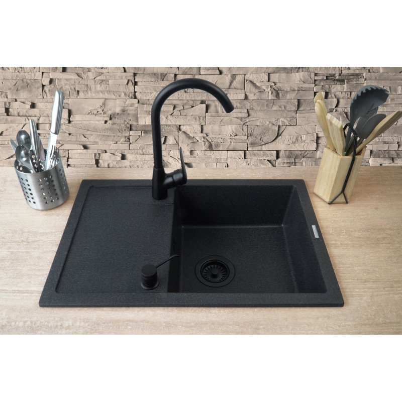 Deante Набір для кухні Corio, гранітна мийка ZQN_N113 + зміш. BMO_062M + дозатор ZZZ_000D, графіт (ZRCC2113)