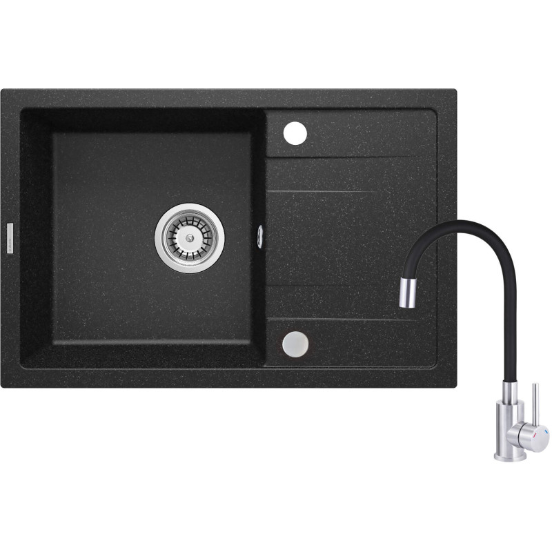 Deante Набір для кухні Corio, гранітна мийка ZRC_2113 + зміш. BME_024N, графіт-сталь-чорний (ZRCP2113)