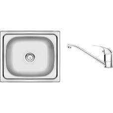 Deante Набір для кухні Doppio, стальна мийка ZEN_X103 + зміш. BYU_060M, сталь (ZENA0103)