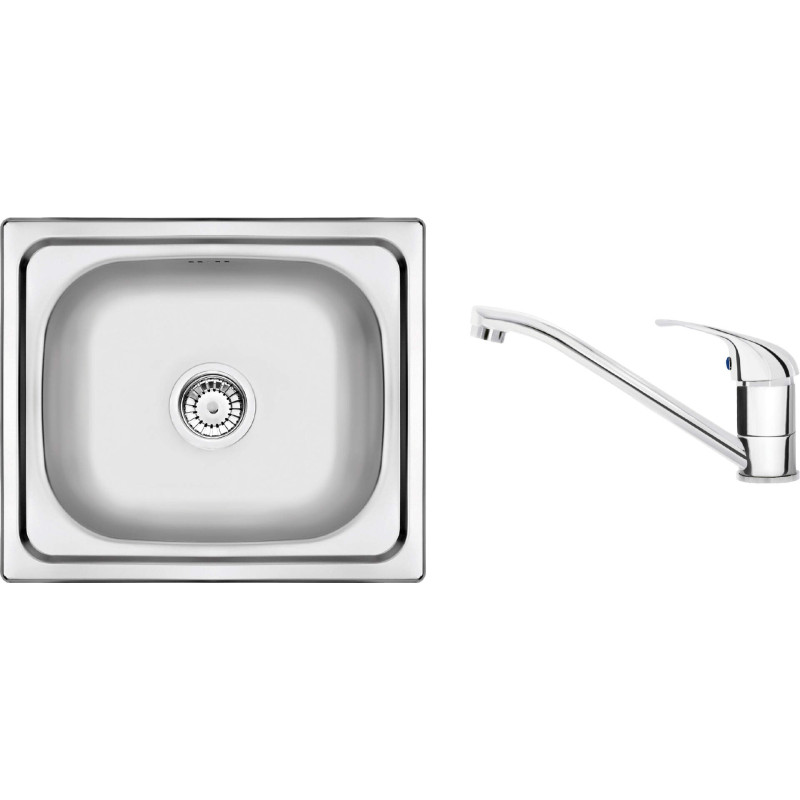 Deante Набір для кухні Doppio, стальна мийка ZEN_X103 + зміш. BYU_060M, сталь (ZENA0103)