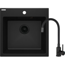 Deante Набір для кухні Evora, гранітна мийка ZQJ_X103 + зміш. BOC_X72M, чорний (ZQJNN103)