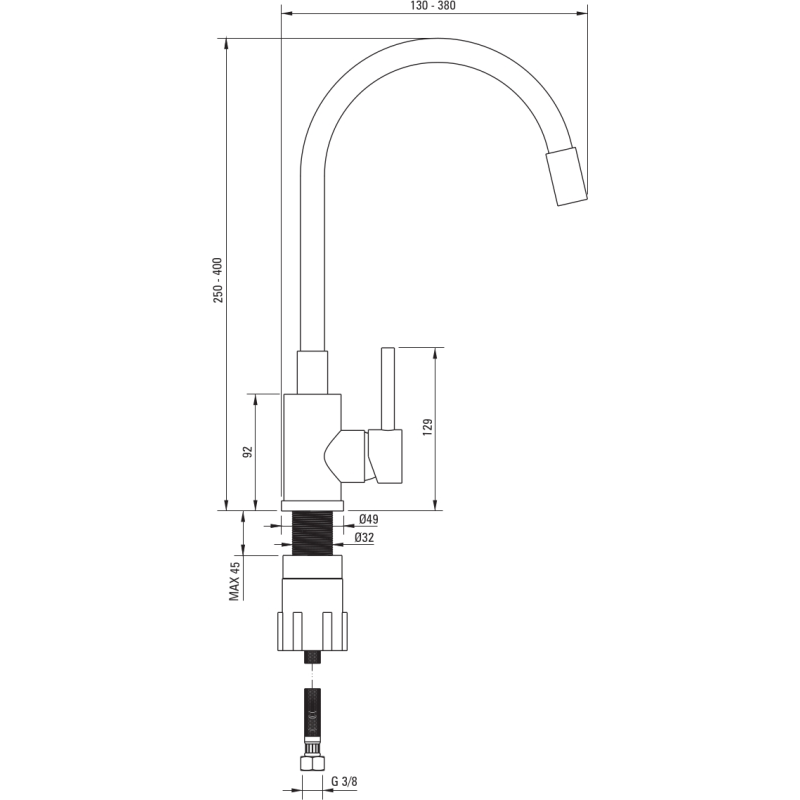 Deante Набір для кухні Evora, гранітна мийка ZQJ_X103 + зміш. BOC_X72M, чорний (ZQJNN103)