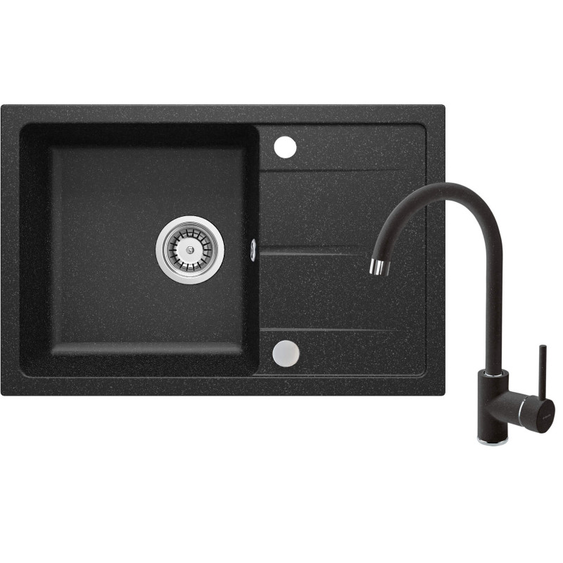 Deante Набір для кухні Leda, гранітна мийка ZRD_2113 + зміш. BEN_262M, графіт-хром (ZRDA2113)