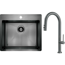 Deante Набір для кухні Olfato стальна мийка ZPO_D10B + зміш. BQO_D72M, титан (ZPOED10B)