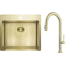 Deante Набір для кухні Olfato стальна мийка ZPO_R10B + зміш. BQO_R72M, брашоване золото (ZPOER10B)