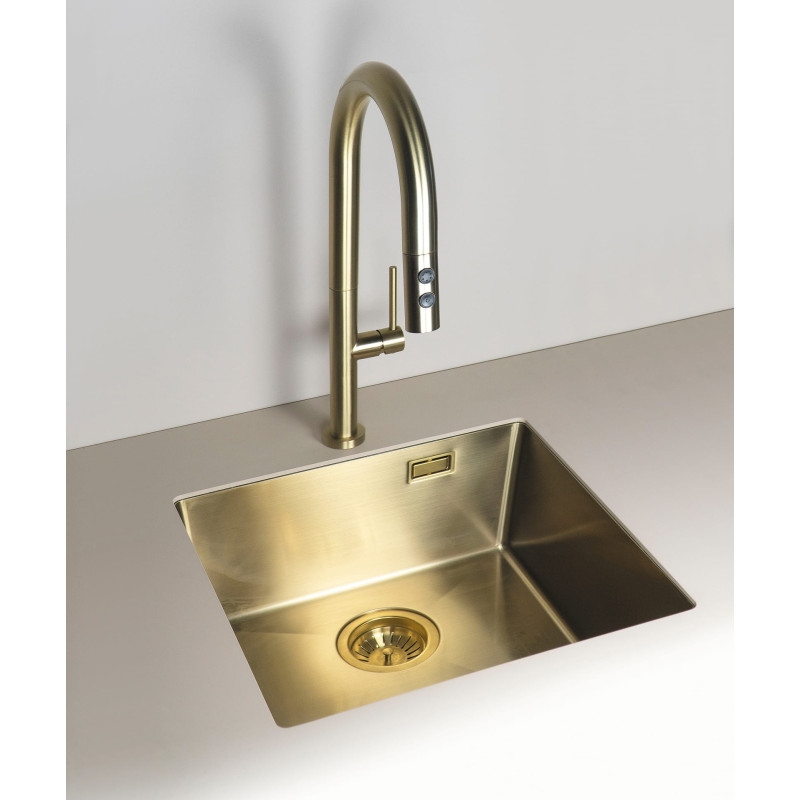 Deante Набір для кухні Olfato стальна мийка ZPO_R10B + зміш. BQO_R72M, брашоване золото (ZPOER10B)