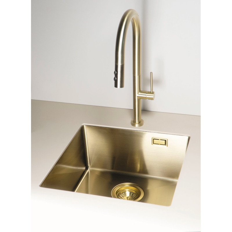 Deante Набір для кухні Olfato стальна мийка ZPO_R10B + зміш. BQO_R72M, брашоване золото (ZPOER10B)