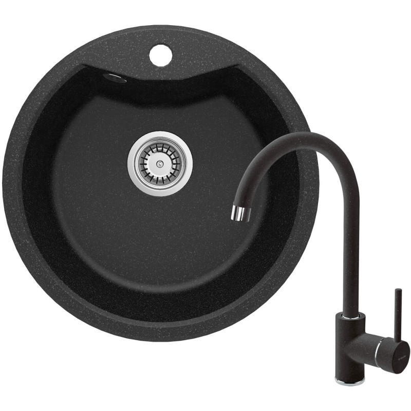 Deante Набір для кухні Solis, гранітна мийка ZRS_2803 + зміш. BEN_262M, графіт-хром (ZRSB2803)