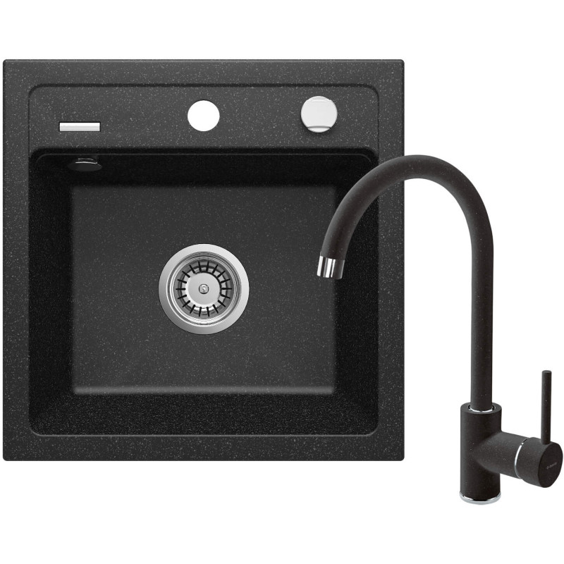 Deante Набір для кухні Zorba, гранітна мийка ZQZ_2103 + зміш. BEN_262M, графіт-хром (ZQZA2103)