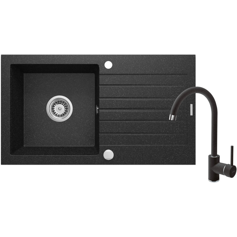 Deante Набір для кухні Zorba, гранітна мийка ZQZ_2113 + зміш. BEN_262M, графіт-хром (ZQZV2113)