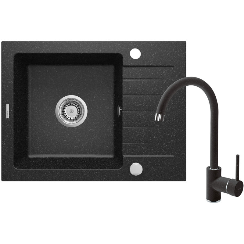 Deante Набір для кухні Zorba, гранітна мийка ZQZ_211A + зміш. BEN_262M, графіт-хром (ZQZA211A)