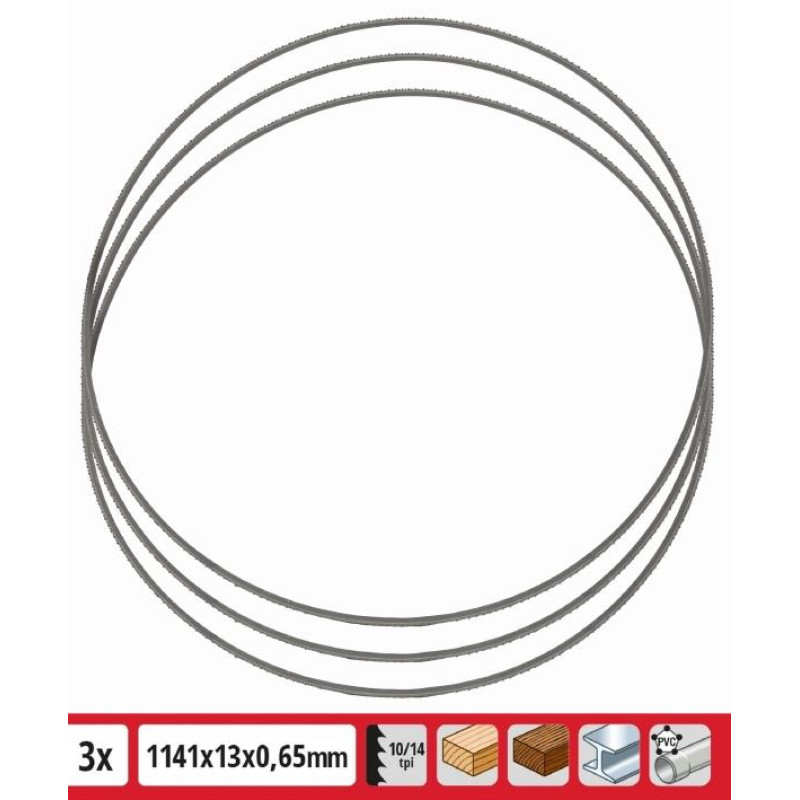 Einhell Полотно для стрічкової пили по металу TE-MB 18/127 Li 1141x13 мм 10/14Z, 3 шт (4506160)