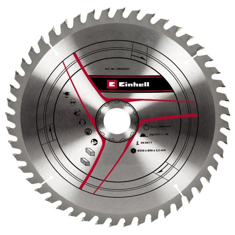 Einhell Пиляльний диск по дереву 250х30х3.2 мм 48 KWB (589351)