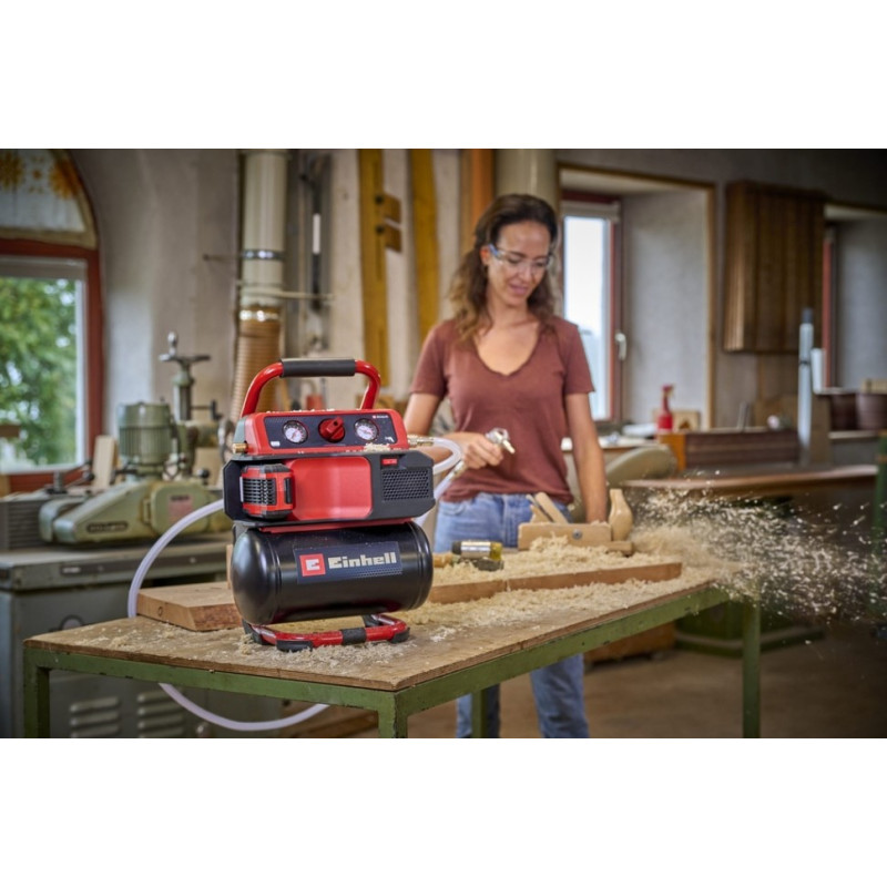 Einhell Компресор повітряний TE-AC 18/75 Li OF - Solo, акумуляторний 18В PXC, 8бар, 75л/хв, бак 5л, 7.76кг, (без АКБ та ЗП) (4020410)