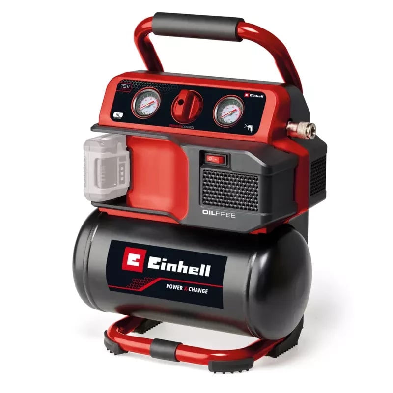 Einhell Компресор повітряний TE-AC 18/75 Li OF - Solo, акумуляторний 18В PXC, 8бар, 75л/хв, бак 5л, 7.76кг, (без АКБ та ЗП) (4020410)