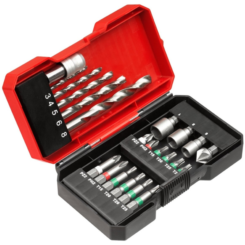 Einhell Набір біт і свердел по металу HSS KWB 22 шт, у кейсі S-Box (108806)