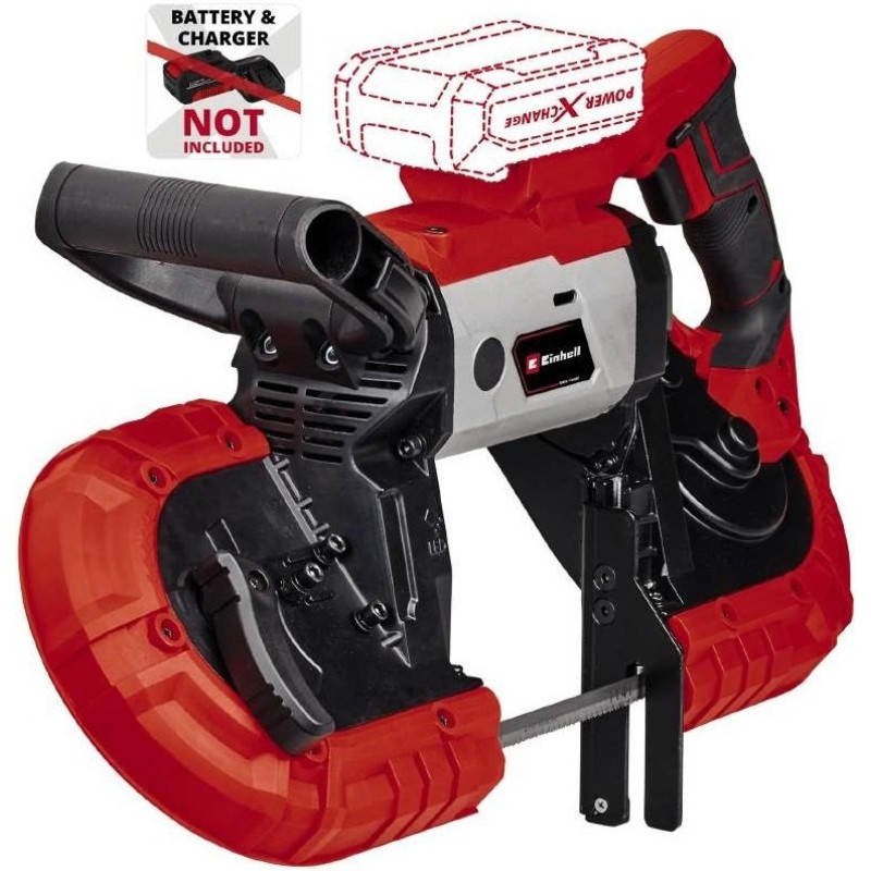 Einhell Пила стрічкова акумуляторна TE-MB 18/127LI - Solo, PXC 18В, 120м•хв, 115/127мм, 2 стрічки по металу 1141х13х0.65мм, LED, 5.5кг, без АКБ і ЗП (4504216)