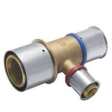 KAN-therm Тройник латунный редукционный с пресс-кольцом 63х4,5/25х2,5/63х4,5 (1009260176)