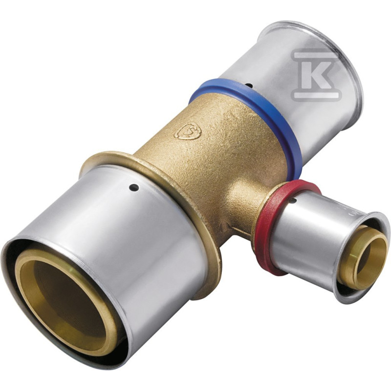 KAN-therm Тройник латунный редукционный с пресс-кольцом 63х50х50 (1009260181)